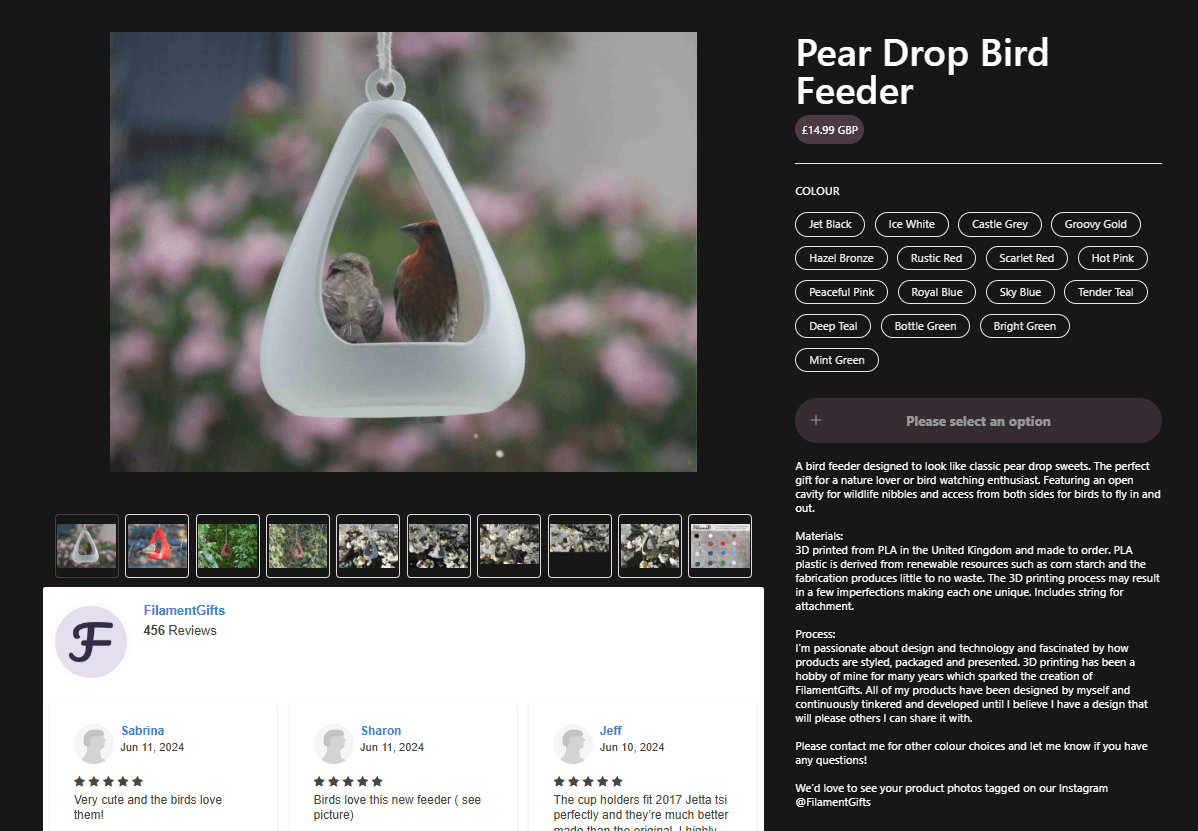 Pear Drop Bird Feeder Product Page